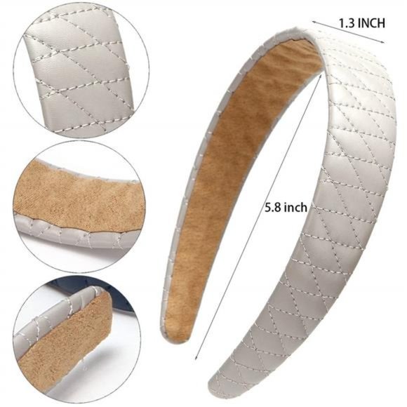 4PCS Checked Leather Wide Hard Headband Padded Headband Non-slip Blue Brown NEW